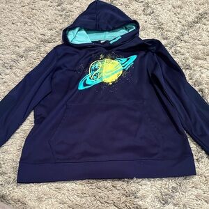 Lands' End Dark Blue Hoodie with Vibrant Planet Graphic XL 14H-16H